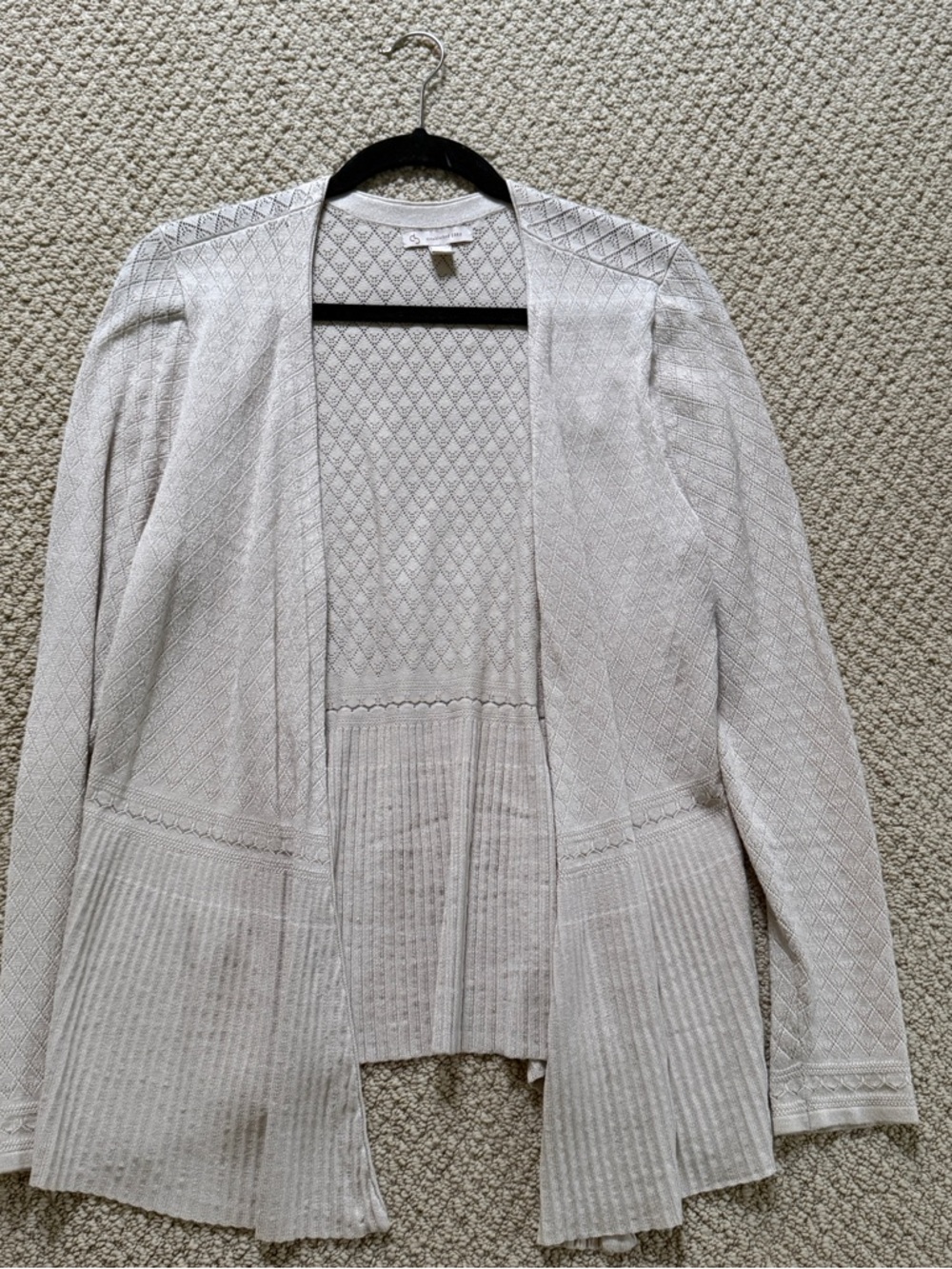Dress Barn Light Gray Open Front Knit Cardigan